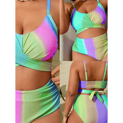 Damen Bikini-Set mit modischer Wickeloptik und hohem Bund EB