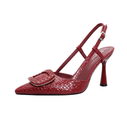 Damen Slingback-Pumps mit elegantem Kranz und schimmerndem Obermaterial EB