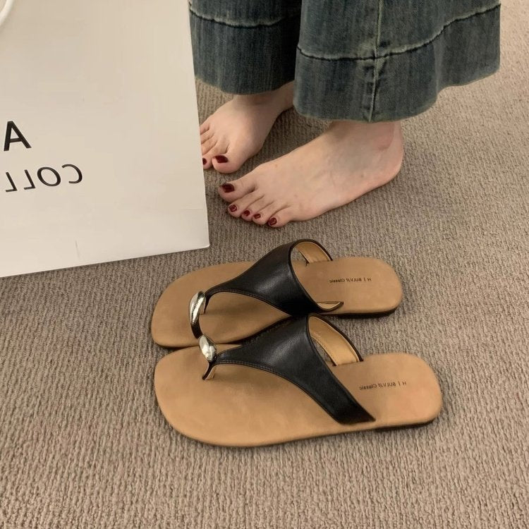 Damen Zehentrenner-Sandalen mit modischen Riemen und komfortablem Fußbett EB