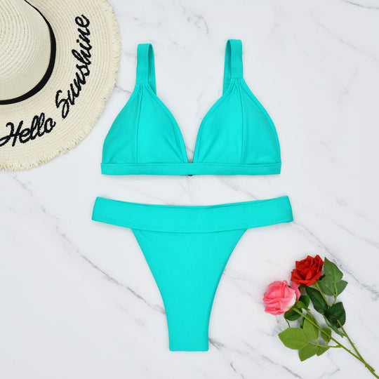 Damen Triangel-Bikini mit floralem Muster und verstellbaren Trägern EB