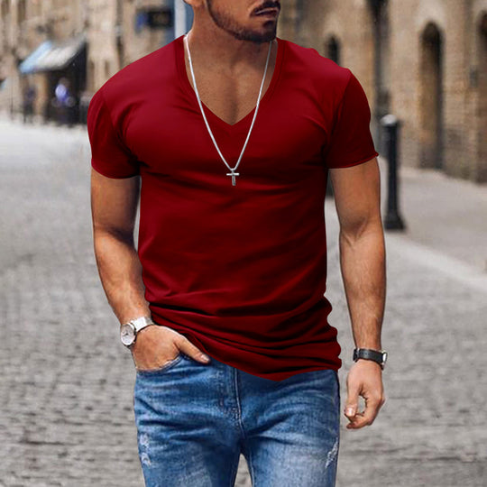 Herren lässiges V-Ausschnitt T-Shirt EB