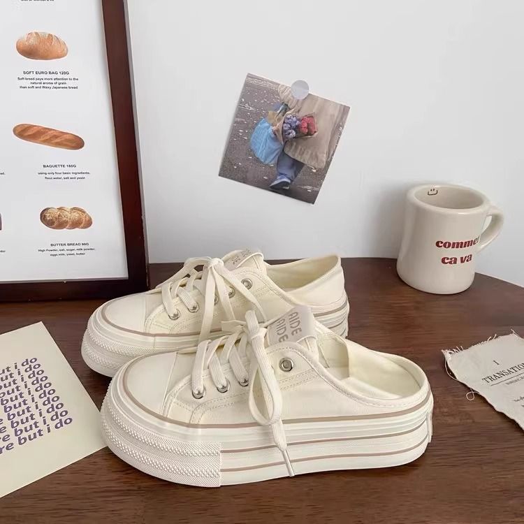Damen Plateau-Slipper mit modischem Design und bequemer Schnürung EB