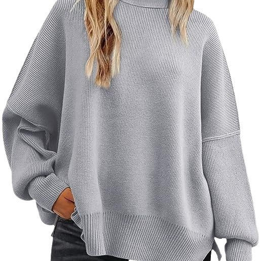 Damen Oversized Strickpullover mit breiten Ärmeln und strukturierter Oberfläche EB