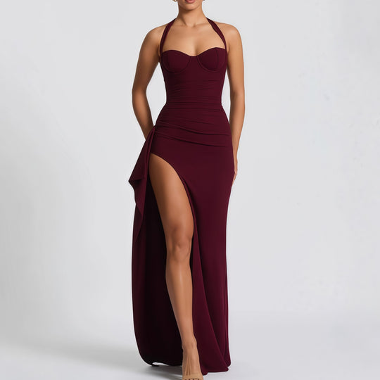 Damen Elegantes Abendkleid mit raffiniertem Schlitz und trägerlosem Design EB