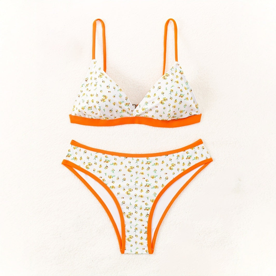 Damen Blumenmuster Bikini mit raffinierter Schnittführung EB