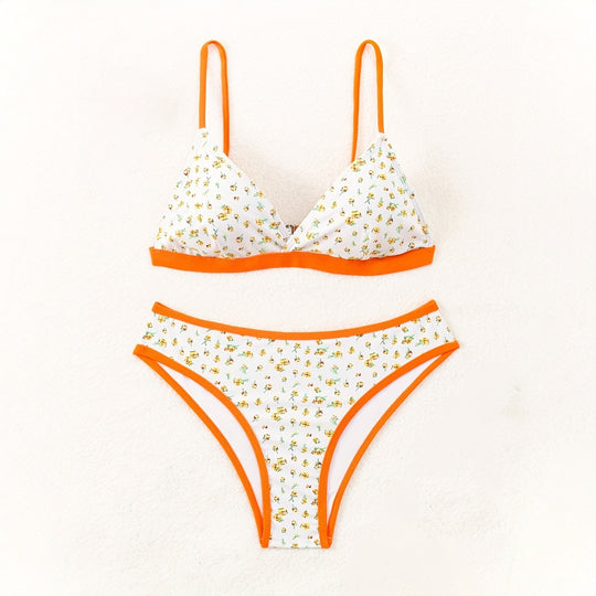 Damen Blumenmuster Bikini mit raffinierter Schnittführung EB