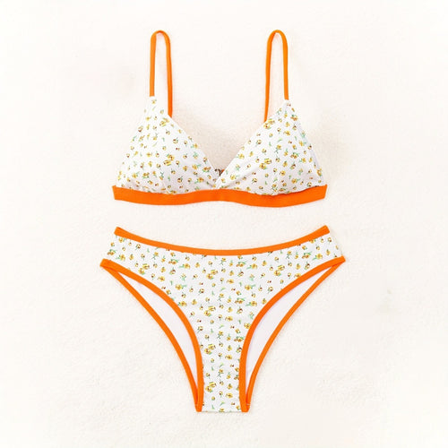 Damen Blumenmuster Bikini mit raffinierter Schnittführung EB