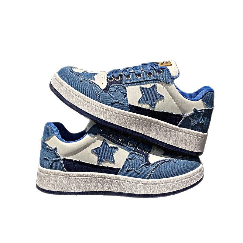 Damen Plateau-Sneaker mit Sternapplikationen und gepolstertem Innenfutter EB