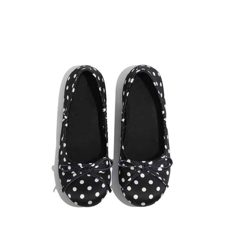 Damen Ballerinas mit punktiertem Design und zierlicher Schleifenapplikation EB