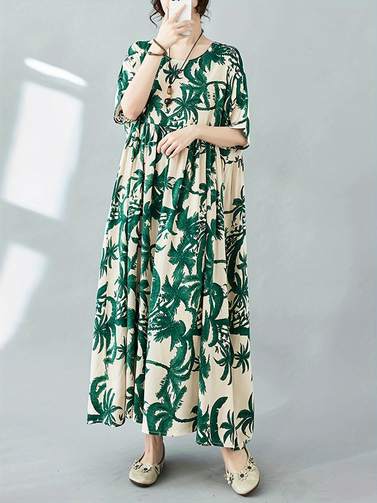 Damen Maxi-Kleid mit floralem Design und lässigem Schnitt EB