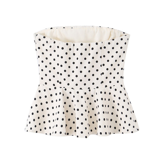 Damen Peplum-Oberteil mit strukturiertem Polka-Dot-Muster EB