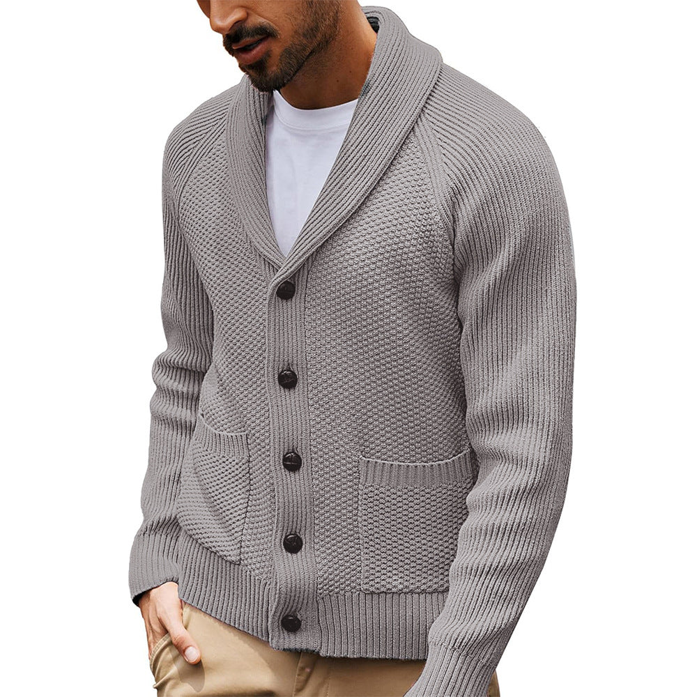 Herren Strickjacke mit strukturiertem Design und praktischem Schalkragen EB