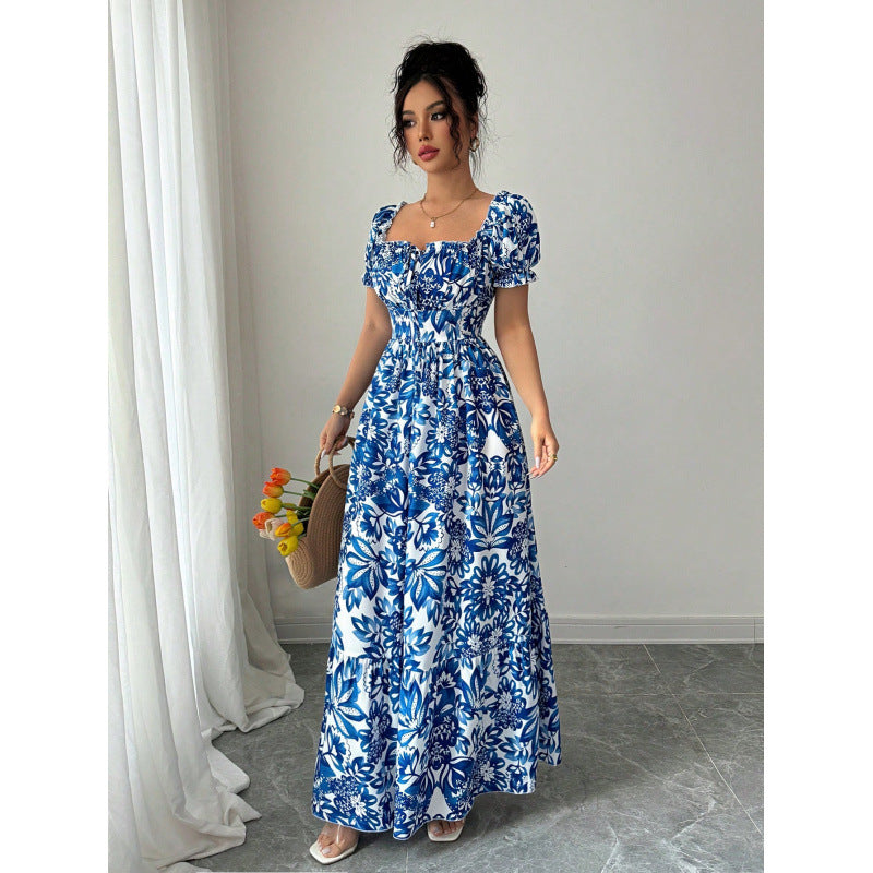 Damen Maxikleid mit quadratischem Ausschnitt und offenen Trägern EB