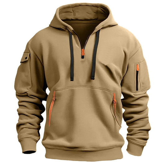 Herren funktionaler Kapuzenpullover mit modischen Reißverschlusstaschen EB