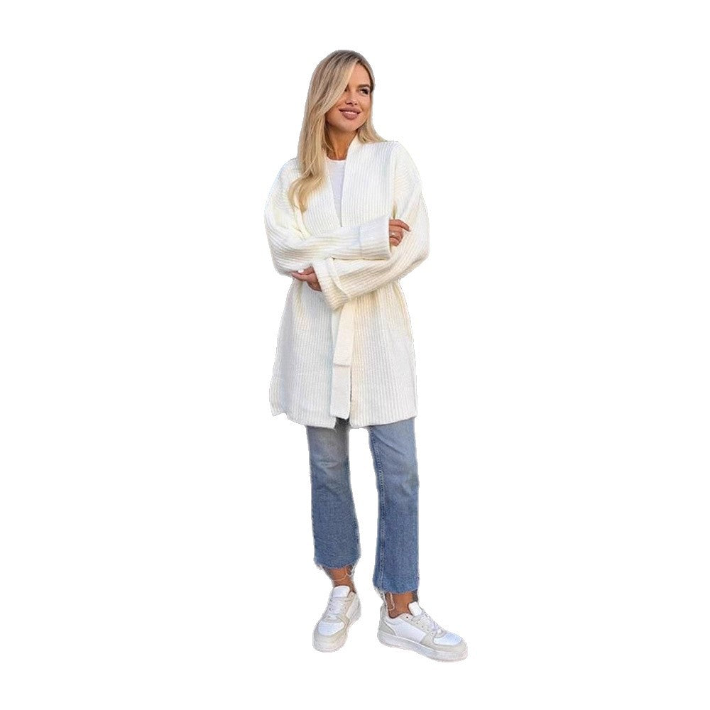 Damen Luxuriöse Strickjacke mit Gürtel EB