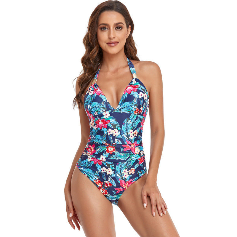 Damen Eleganter Badeanzug mit floralem Design EB