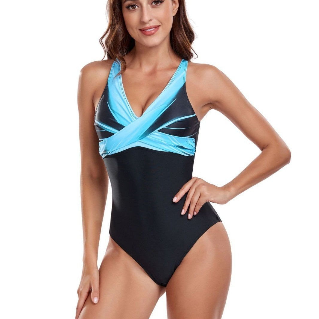 Damen Einteiliger Badeanzug mit verführerischem Cross-Over Design EB