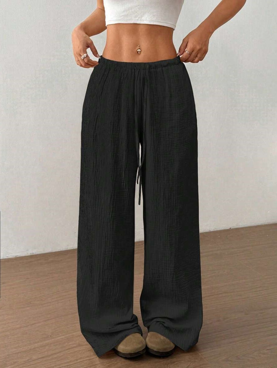 Damen Weite Sommerhose mit elastischem Bund und lockerem Schnitt EB