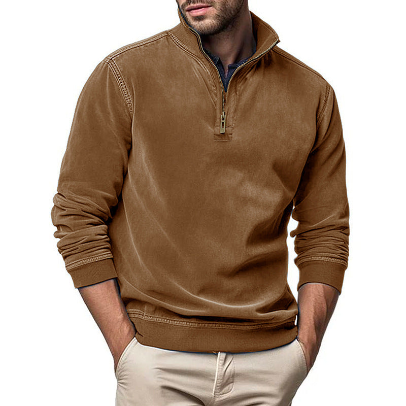 Herren Halbzip Sweatshirt mit Stehkragen und Rippbündchen EB