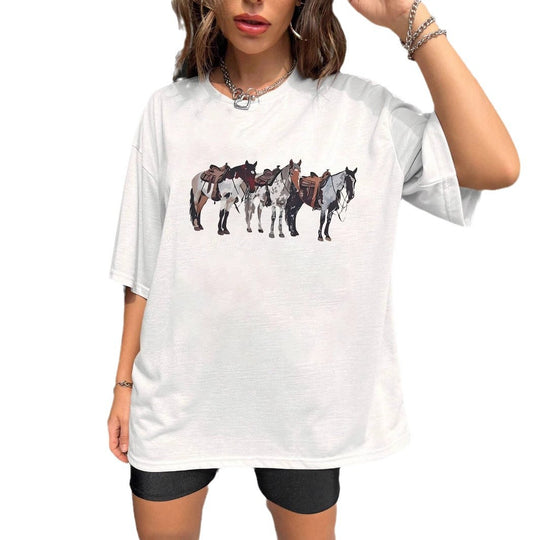 Damen T-Shirt mit künstlerischem Totenkopf-Motiv und lässigem Schnitt EB