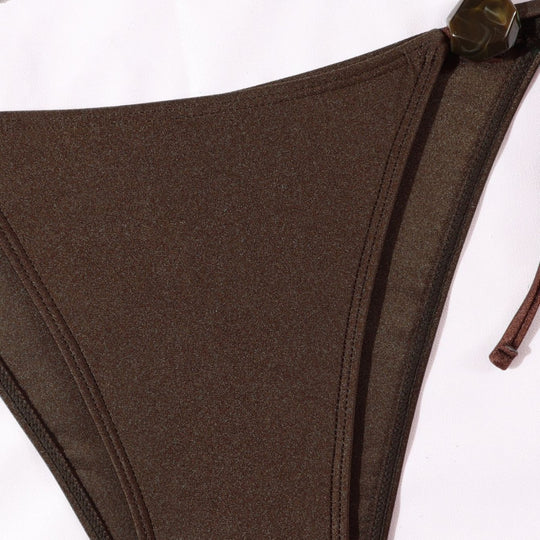 Damen Eleganter Bandeau-Bikini mit dekorativen Perlen EB