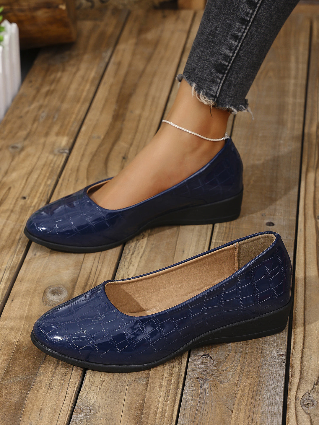 Damen Komfortable Ballerinas mit elegantem Krokodilmuster EB