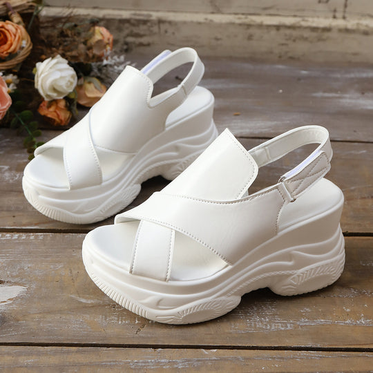Damen komfortable Wedge-Sandalen mit modernem Cross-Design EB