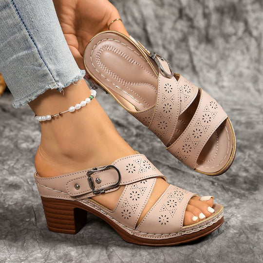 Damen Komfortable Wedge-Sandalen mit verstellbarem Riemendesign EB