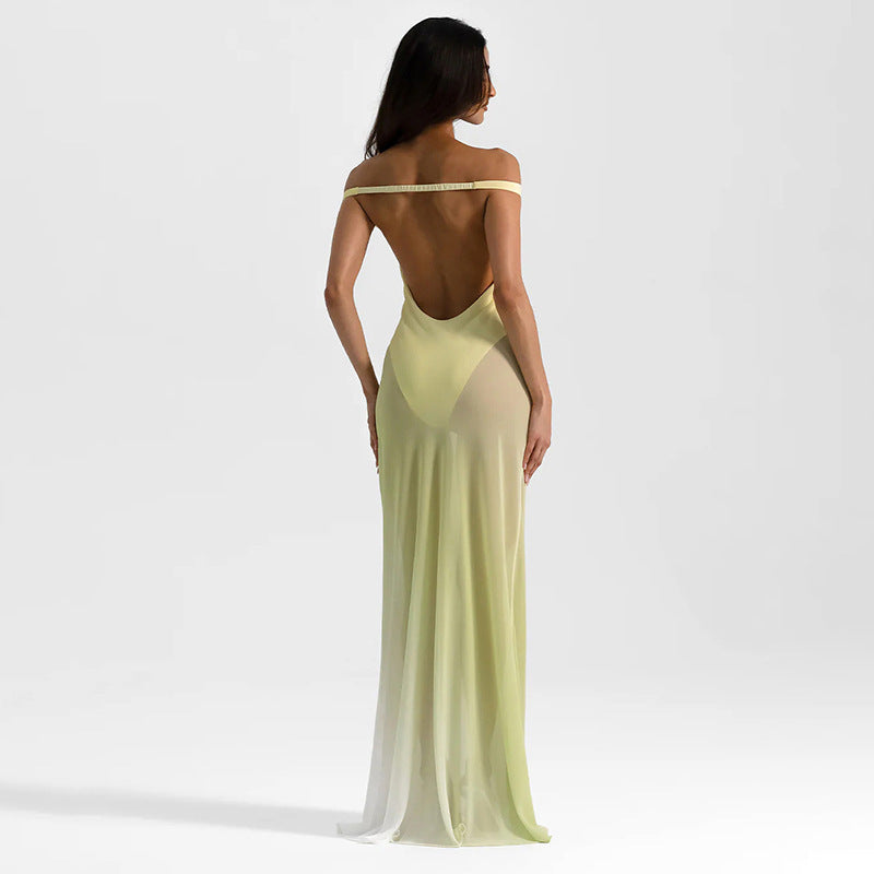 Damen Off-Shoulder Maxikleid mit figurbetontem Schnitt und hochwertigem Stoff EB