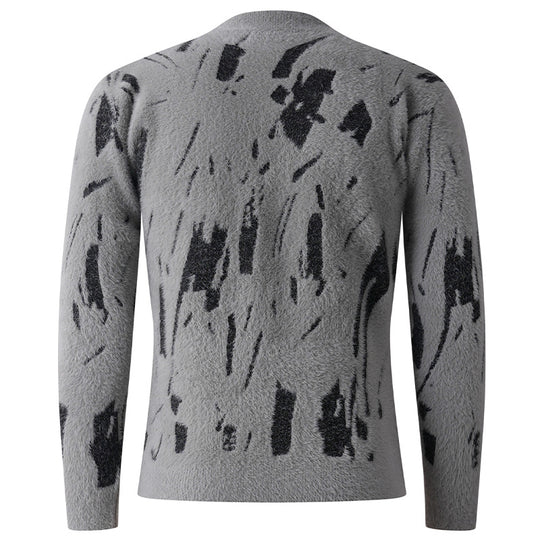 Damen modischer Stehkragenpullover mit einzigartigem Strukturdesign und grafischen Akzenten EB
