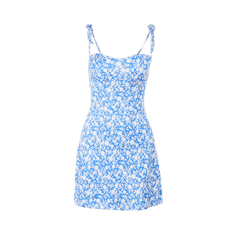 Damen Freizeitliches Minikleid mit floralem Muster und verstellbaren Spaghetti-Trägern EB