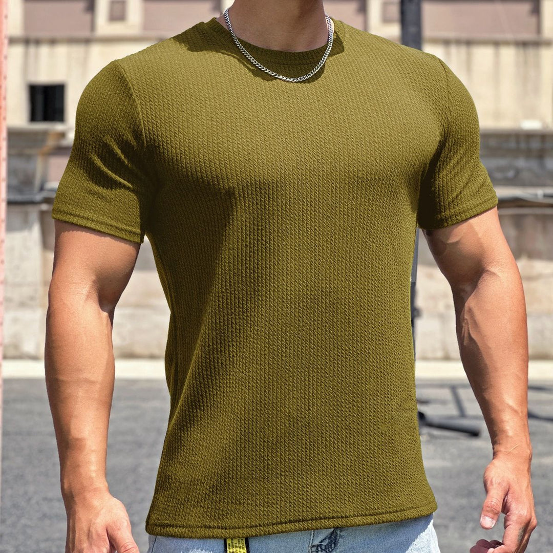 Herren strukturiertes T-Shirt in schlanker Passform mit Rundhalsausschnitt EB