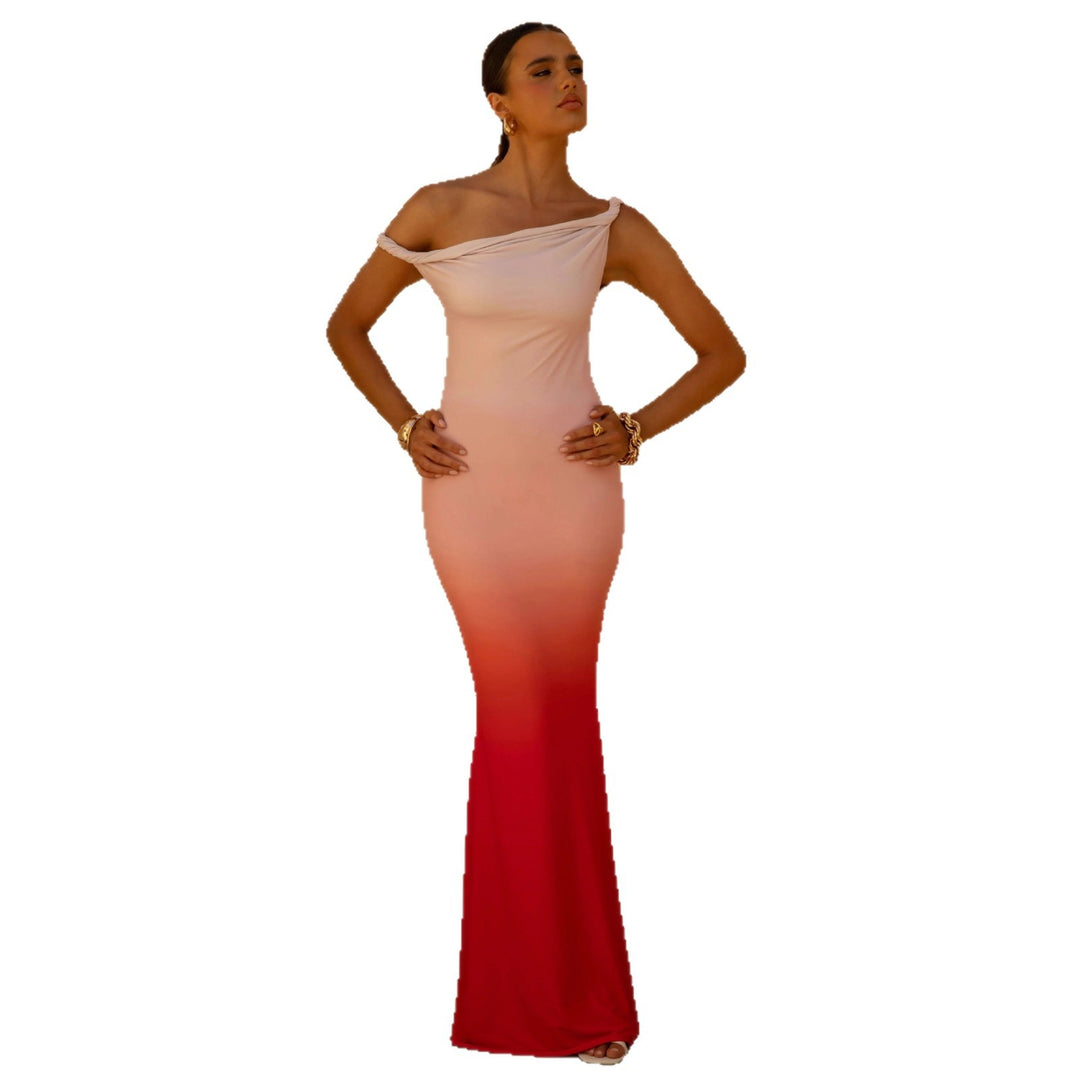 Damen figurbetontes Abendkleid mit schulterfreiem Design und seitlichem Schlitz EB