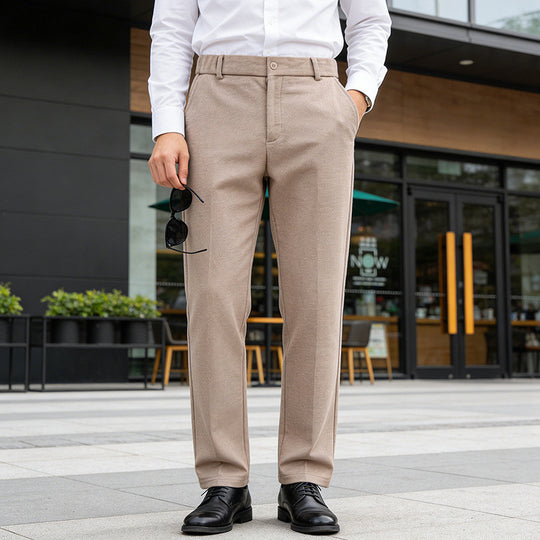 Herren Elegante gerade Tailoring-Hose mit Bügelfalte und feiner Fischgrätstruktur EB
