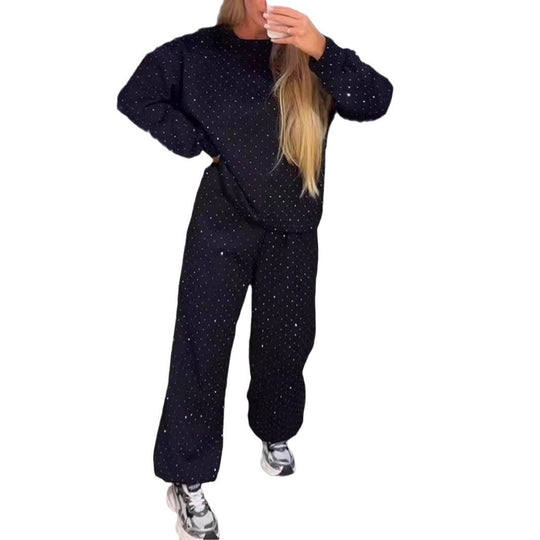 Damen Sportliches Lounge-Set mit gepunktetem Muster und elastischem Bund EB