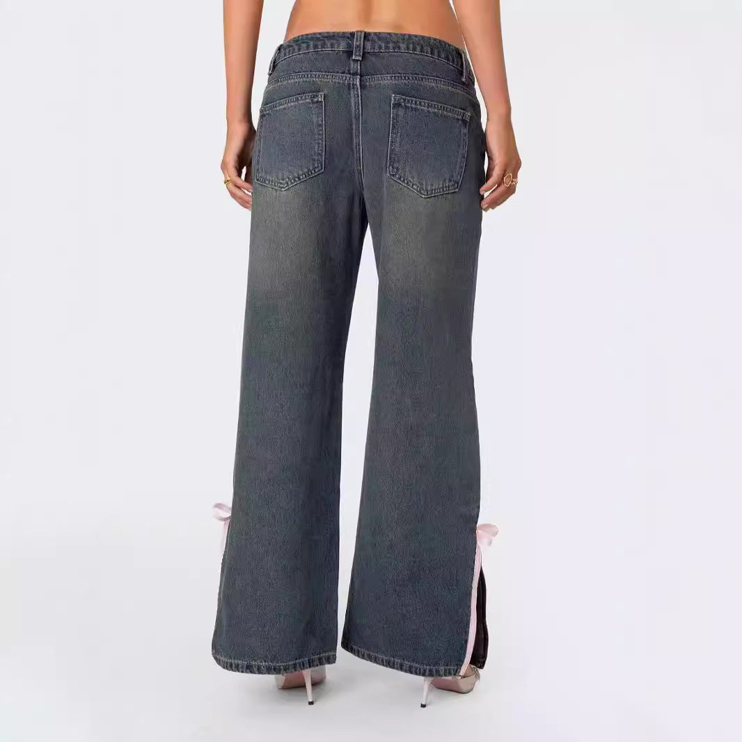 Damen Weite Jeans im lässigen Schnitt mit verstellbaren Beinen EB
