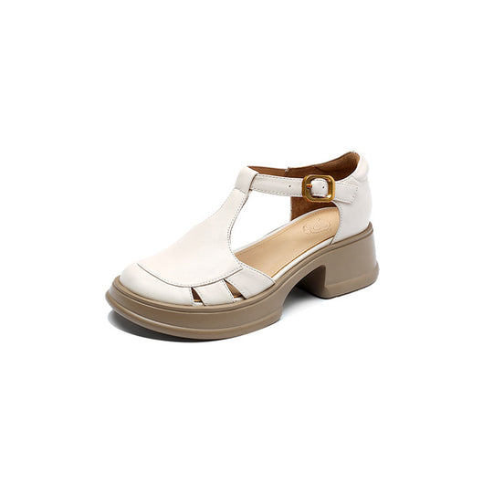 Damen Plateau-Sandalen im eleganten T-Strap Design mit modischem Verschluss EB