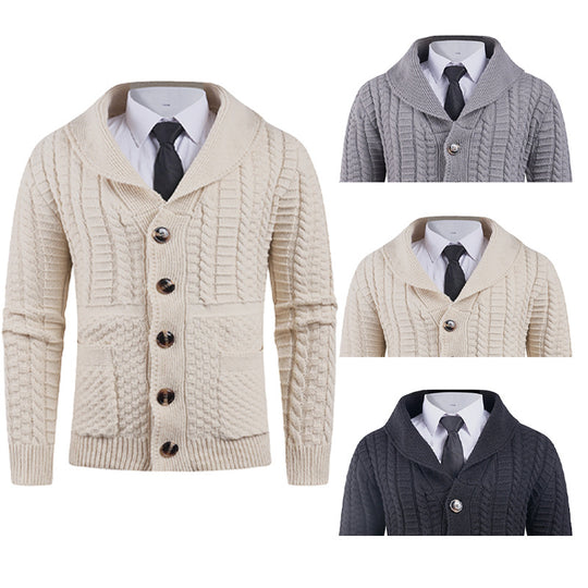 Herren Strickjacke mit modernem Schalkragen und praktischen Knöpfen EB