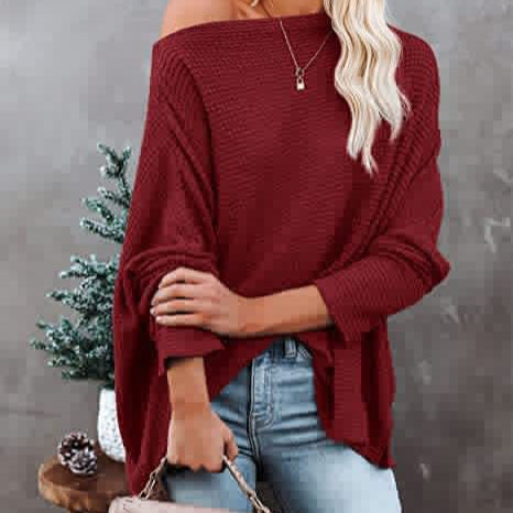 Damen lässiger Off-Shoulder Pullover im Strukturdesign EB