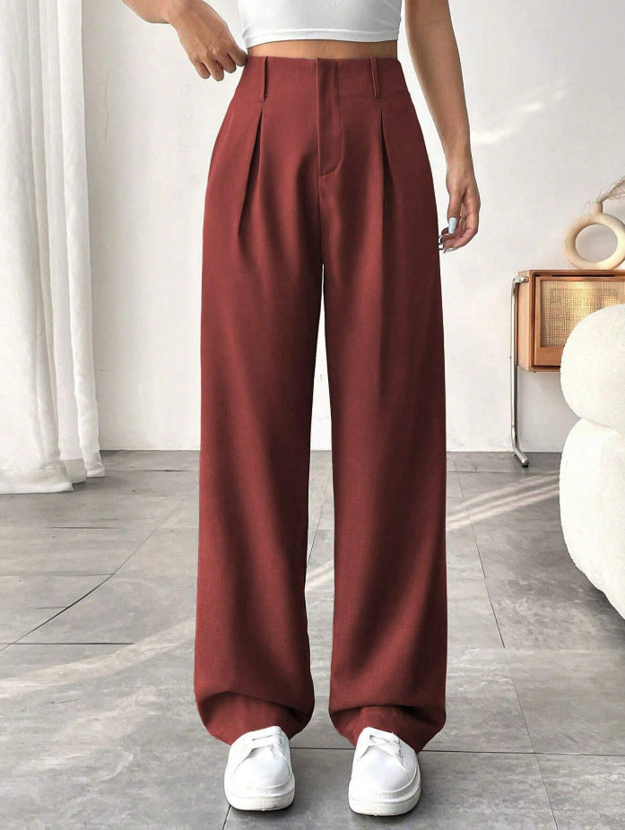 Damen Elegante Bundfaltenhose mit weitem Schnitt EB