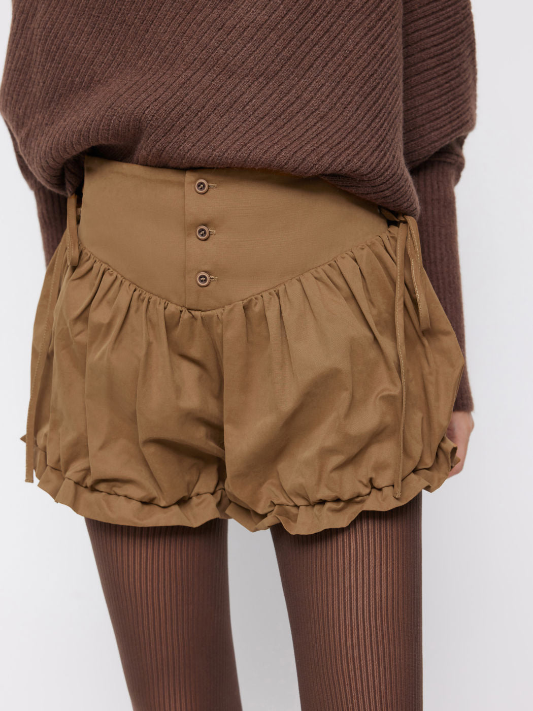 Damen modische Rüschen-Shorts mit hohen Bund und verstellbaren Kordeln EB