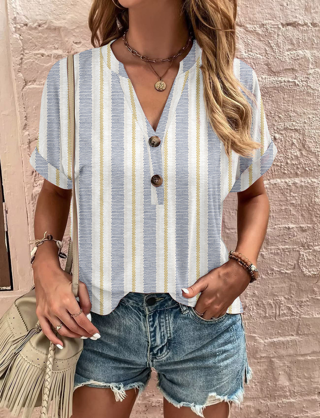 Damen Kurzarm-Bluse EB