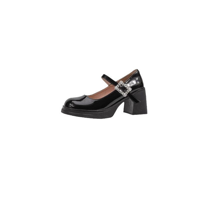 Damen elegante Blockabsatz-Pumps mit modischer Schnallenverzierung EB