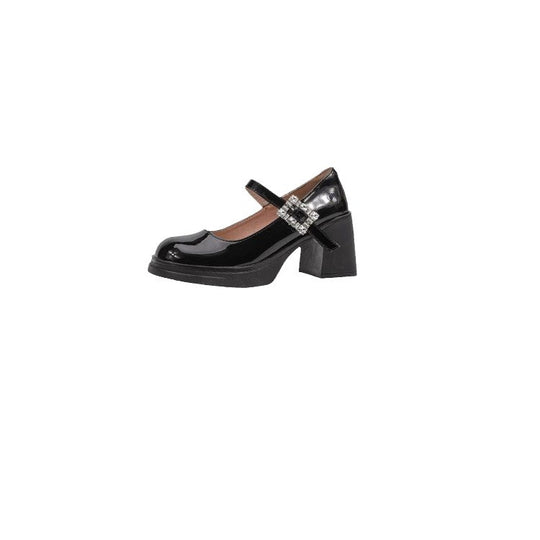 Damen elegante Blockabsatz-Pumps mit modischer Schnallenverzierung EB