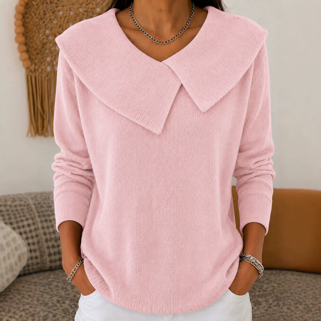 Damen Grobgestrickter Strickpullover mit übergroßem Matrosenkragen EB