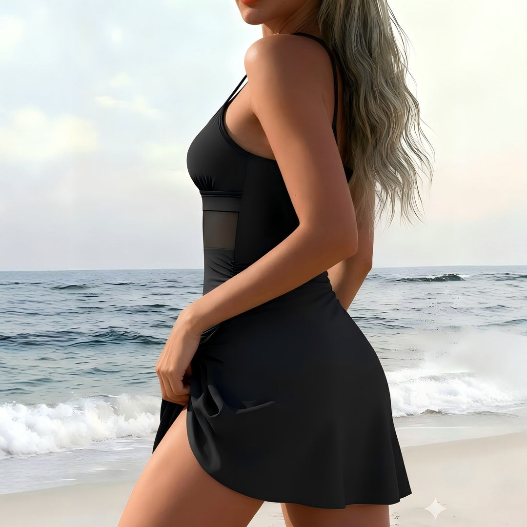 Damen Sportlicher Badeanzug mit modischem Wickelrock EB