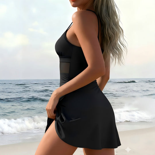 Damen Sportlicher Badeanzug mit modischem Wickelrock EB