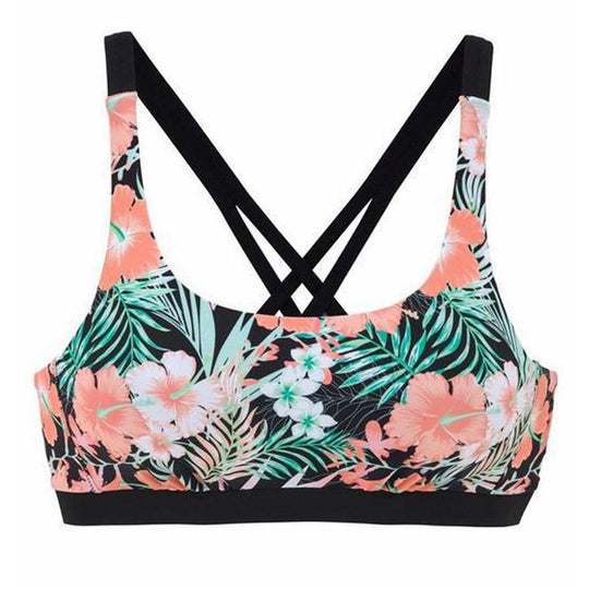 Damen Bikini-Top mit floralem Design und sportlicher Rückenausschnitt EB