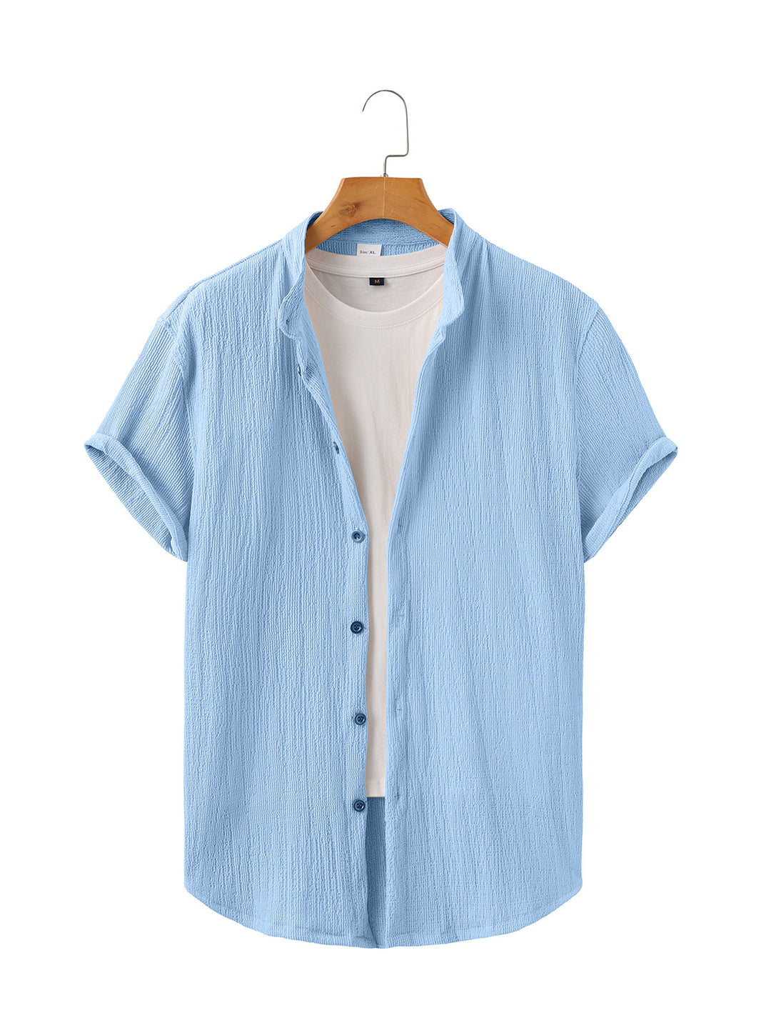 Herren nan leichtes Knitterstruktur-Überhemd mit umgeschlagenen Ärmeln entspannter Overshirt-Silhouette EB