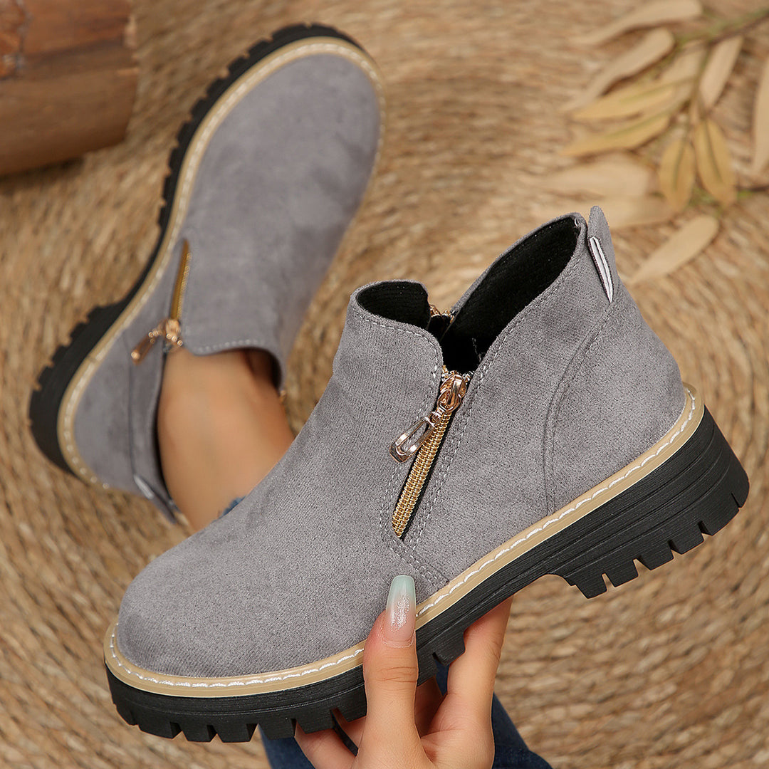Damen Modische und bequeme Stiefeletten mit Reißverschluss EB
